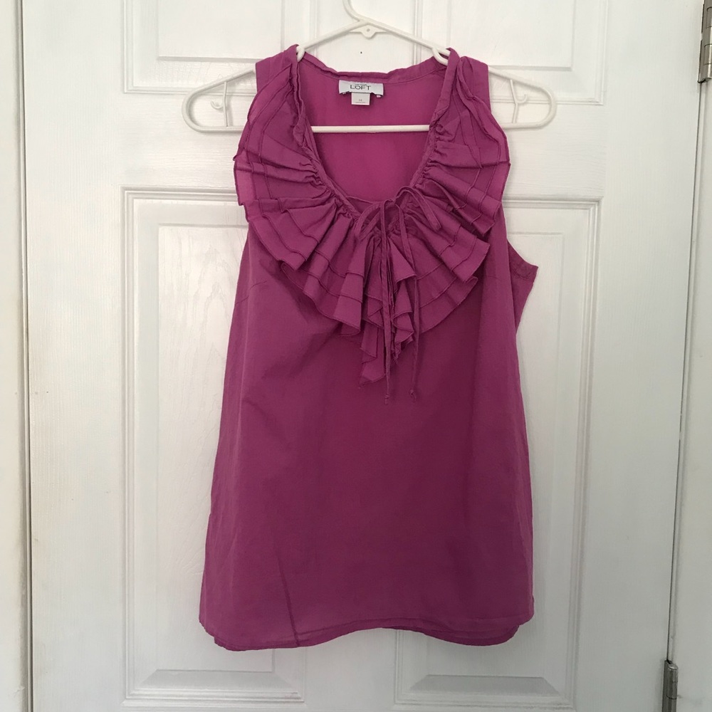 LOFT sleeveless Ruffle Top